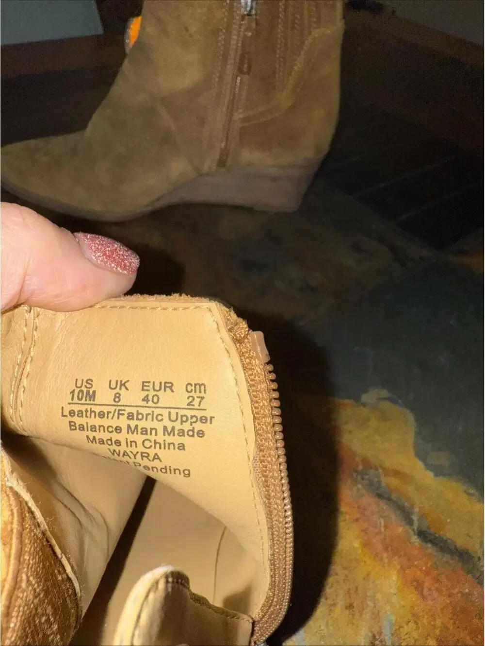 Franco Sarto LEATHER Suede round TOE BOOTS WITH STOCKED BLOCK Wedge SIZE 10M
